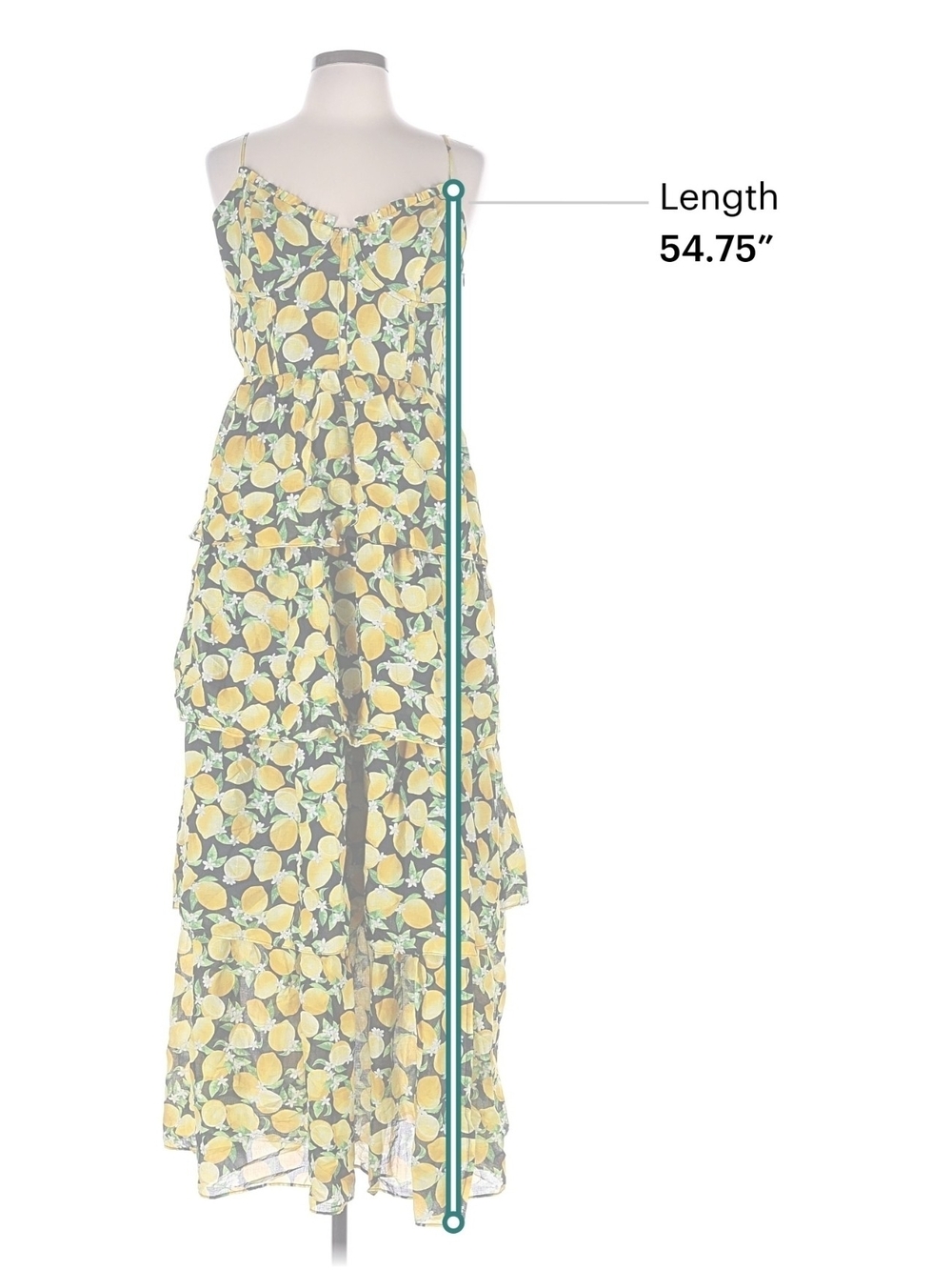 Betsey Johnson Black & Yellow Lemon-Print Tiered Maxi Dress Size 12 NWT - Picture 3 of 8